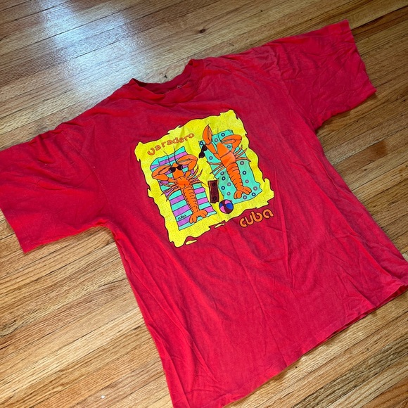 Vintage Cuba Varadero Lobster T-Shirt / XL / 90s / Single Stitch - Picture 3 of 6